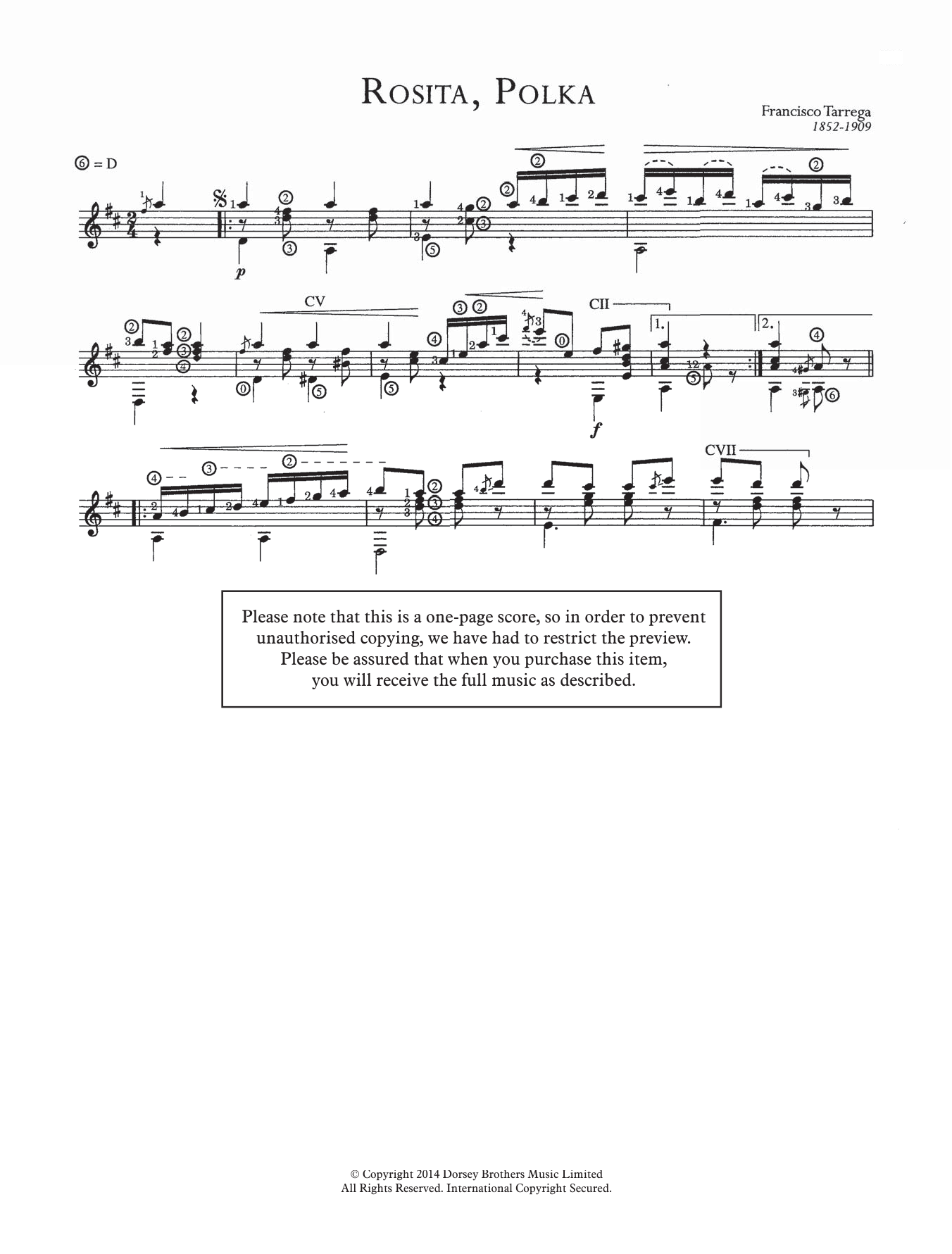 Francisco Tarrega Rosita, Polka sheet music notes and chords. Download Printable PDF.