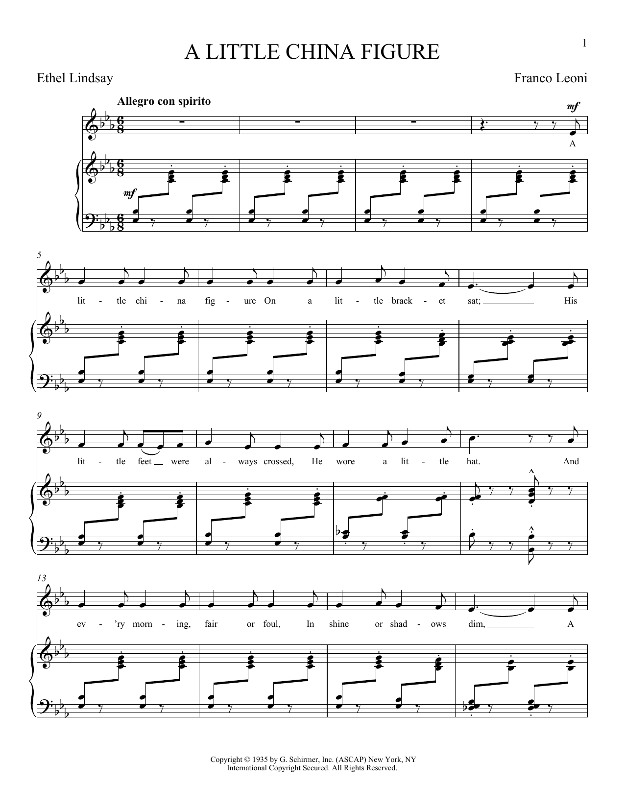 Franco Leoni A Little China Figure sheet music notes and chords. Download Printable PDF.