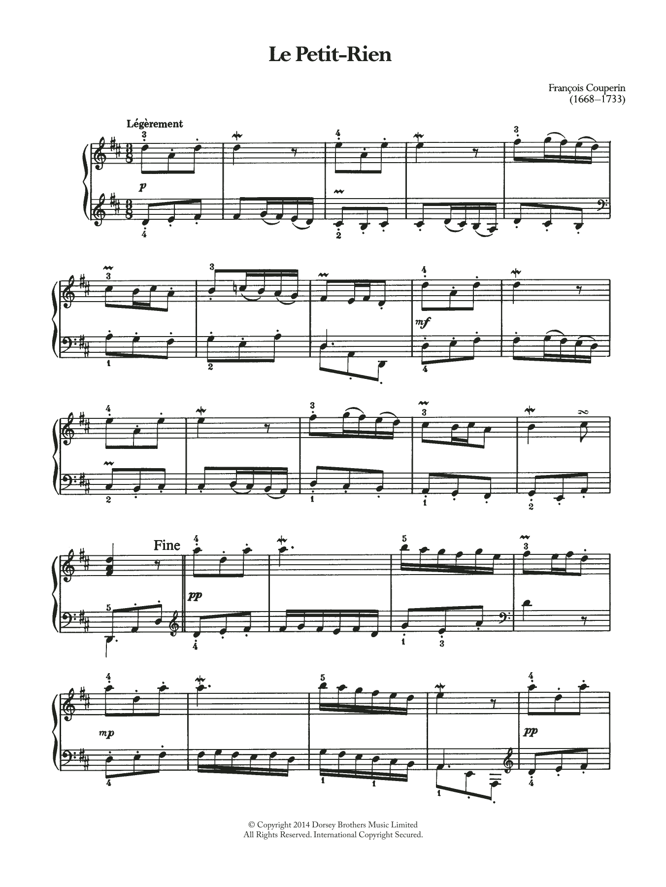 Learn to play Francois Couperin Le Petit-Rien sheet music for Piano Solo in minutes. Price: 7.8900$ Francois Couperin Le Petit-Rien sheet music notes and chords arranged for Piano Solo