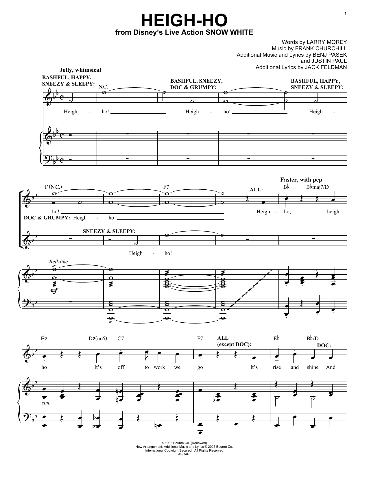 Learn to play Frank Churchill Heigh-Ho (from Snow White) (2025) sheet music for Piano & Vocal in minutes. Price: 7.8900$ Frank Churchill Heigh-Ho (from Snow White) (2025) sheet music notes and chords arranged for Piano & Vocal