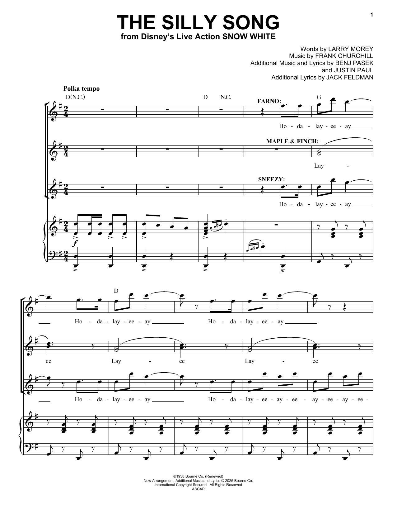 Learn to play Frank Churchill The Dwarfs' Yodel Song (Silly Song) (from Snow White) (2025) sheet music for Piano & Vocal in minutes. Price: 7.8900$ Frank Churchill The Dwarfs' Yodel Song (Silly Song) (from Snow White) (2025) sheet music notes and chords arranged for Piano & Vocal
