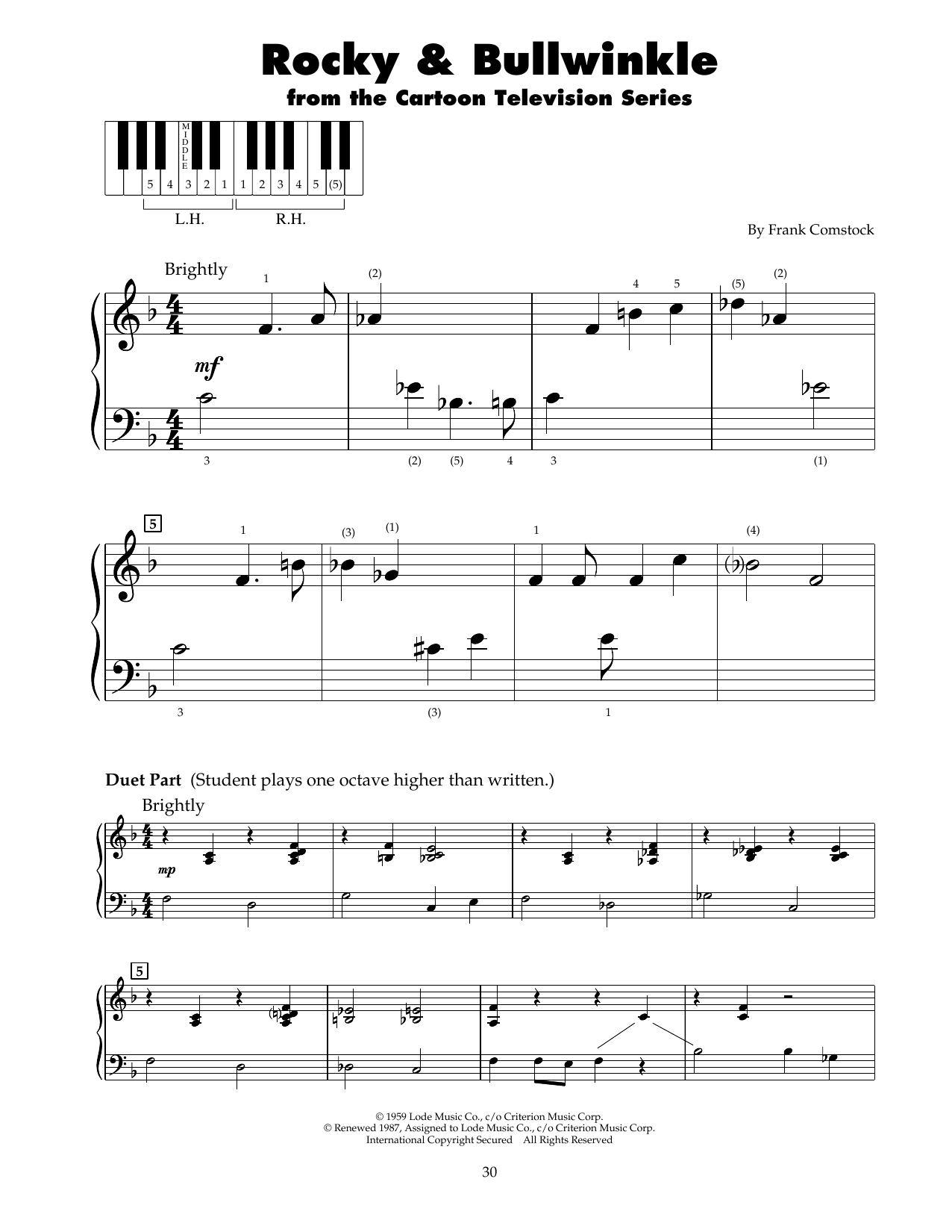 Frank Comstock Rocky & Bullwinkle sheet music notes and chords. Download Printable PDF.