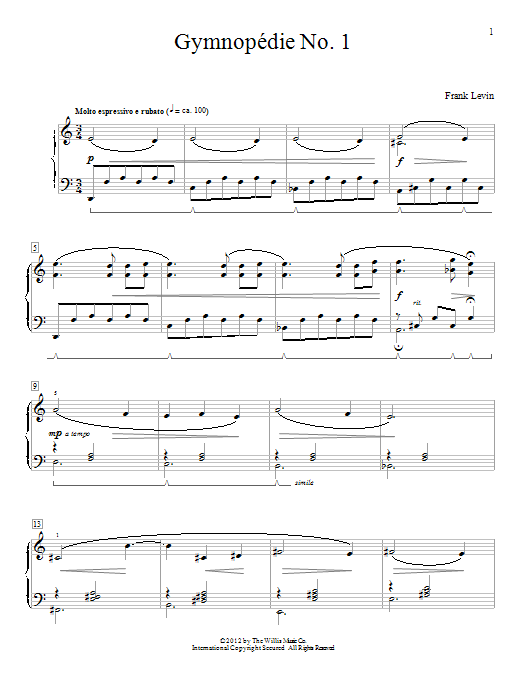 Learn to play Frank Levin Gymnopedie No. 1 sheet music for Educational Piano in minutes. Price: 6.9900$ Frank Levin Gymnopedie No. 1 sheet music notes and chords arranged for Educational Piano