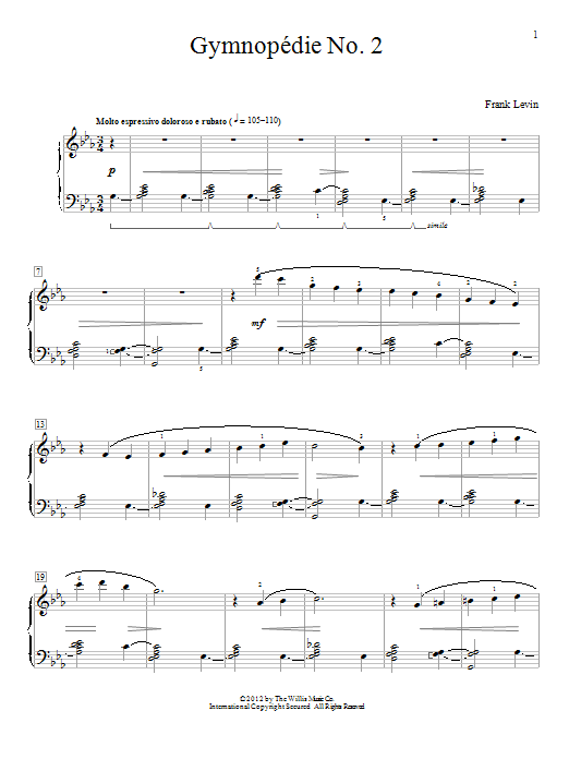 Learn to play Frank Levin Gymnopedie No. 2 sheet music for Educational Piano in minutes. Price: 6.9900$ Frank Levin Gymnopedie No. 2 sheet music notes and chords arranged for Educational Piano