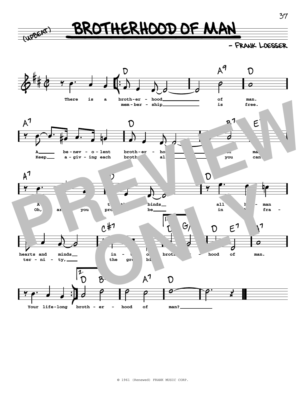 Learn to play Frank Loesser Brotherhood Of Man (High Voice) (from How To Succeed In Business Without Really Trying) sheet music for Real Book – Melody, Lyrics & Chords in minutes. Price: 5.9900$ Frank Loesser Brotherhood Of Man (High Voice) (from How To Succeed In Business Without Really Trying) sheet music notes and chords arranged for Real Book – Melody, Lyrics & Chords