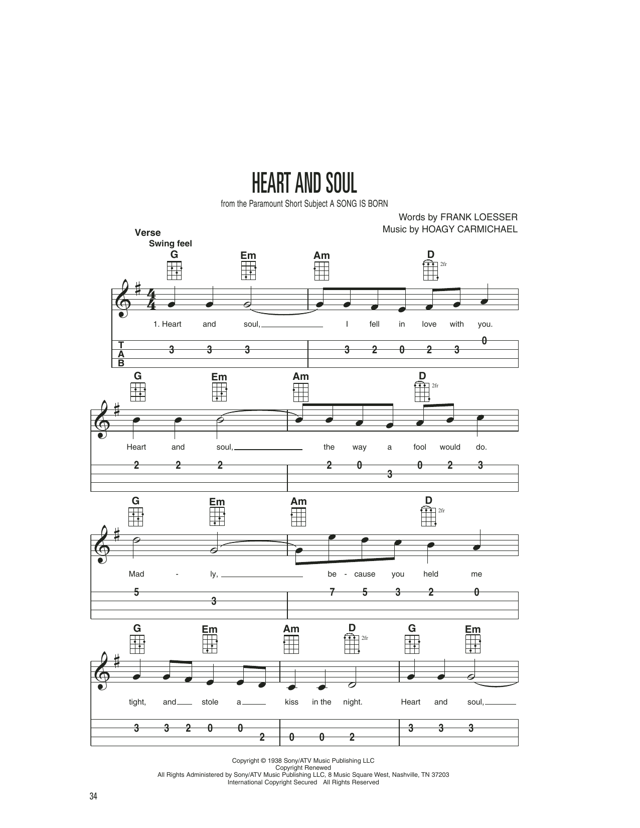 Frank Loesser Heart And Soul sheet music notes and chords. Download Printable PDF.