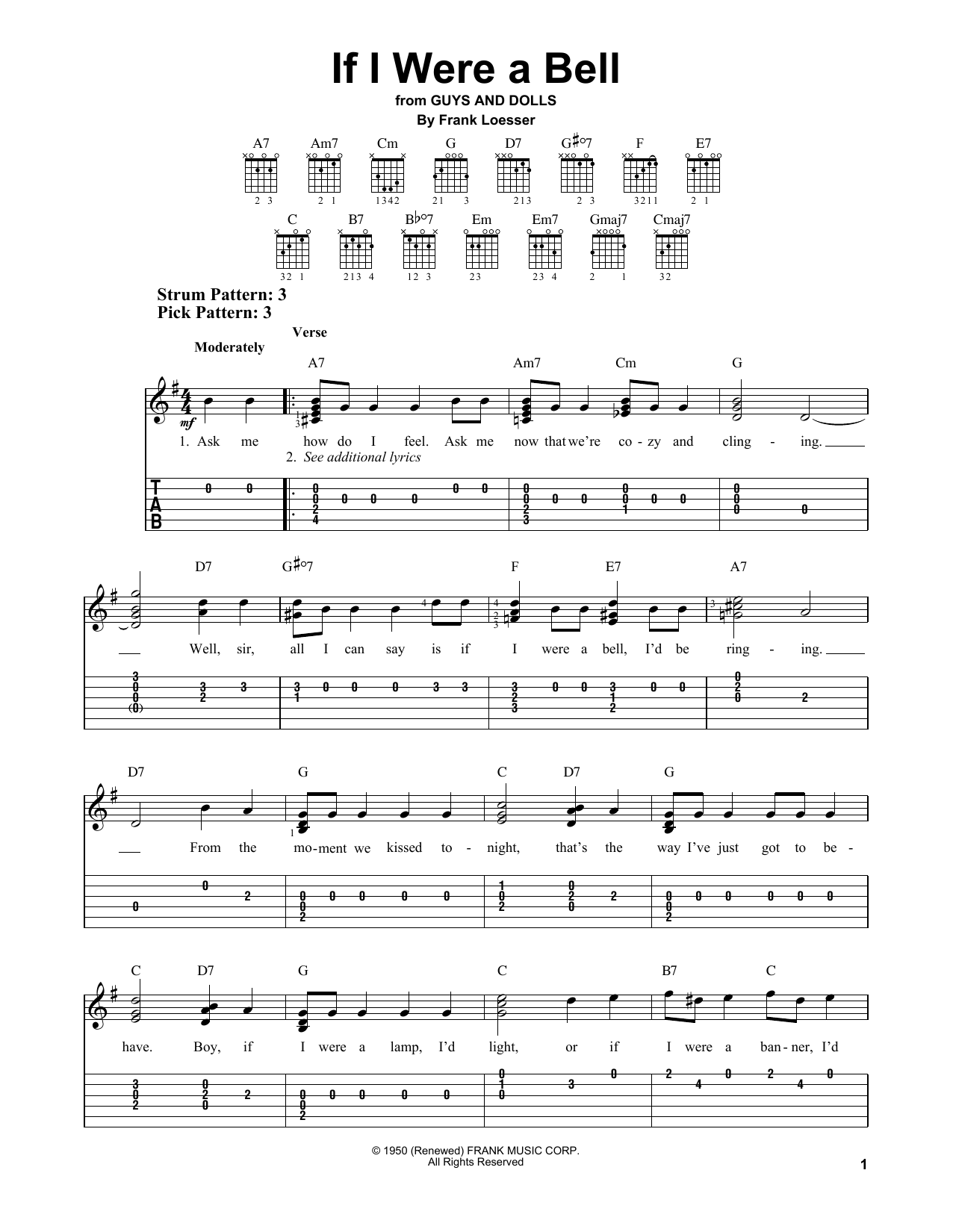 Frank Loesser If I Were A Bell (from Guys And Dolls) sheet music notes and chords. Download Printable PDF.