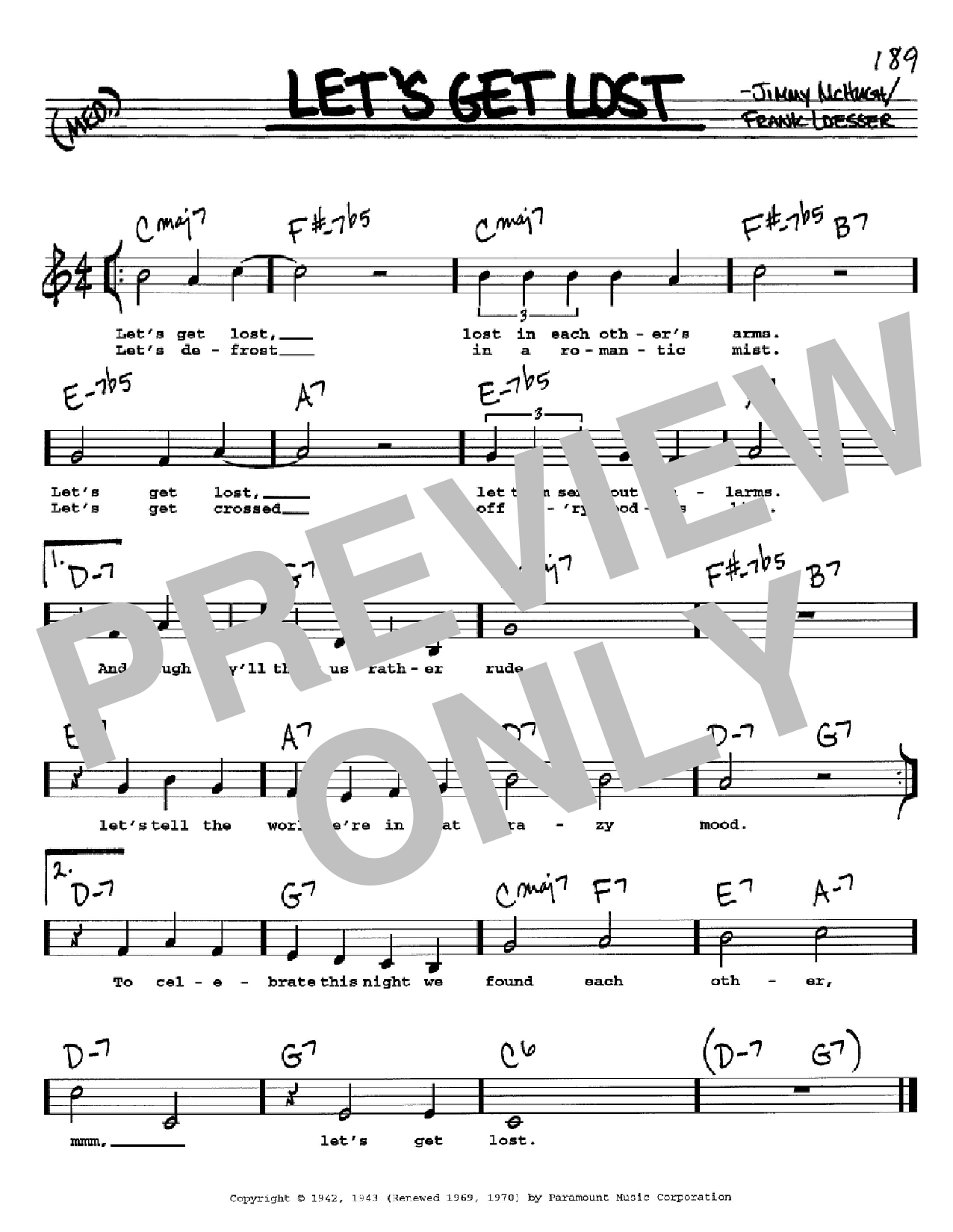 Frank Loesser Let's Get Lost sheet music notes and chords. Download Printable PDF.