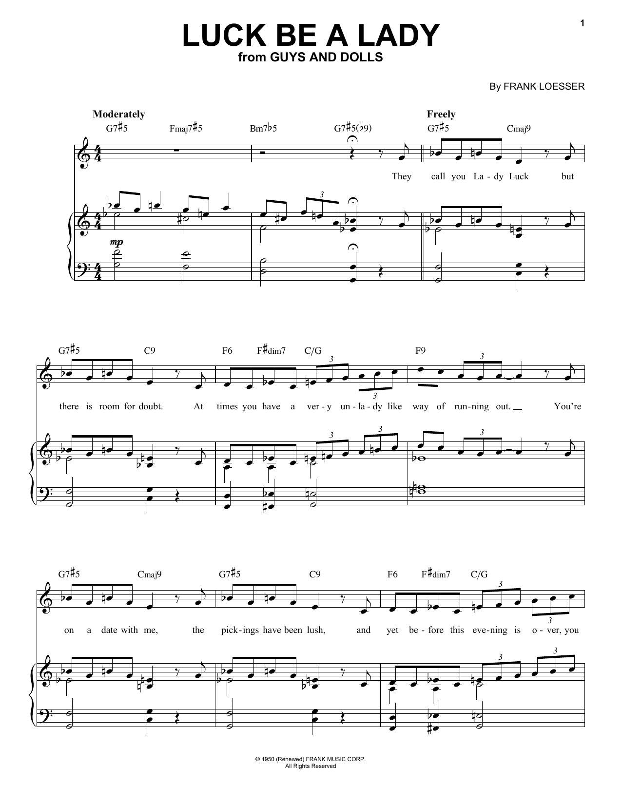 Frank Loesser Luck Be A Lady sheet music notes and chords arranged for Trombone Solo