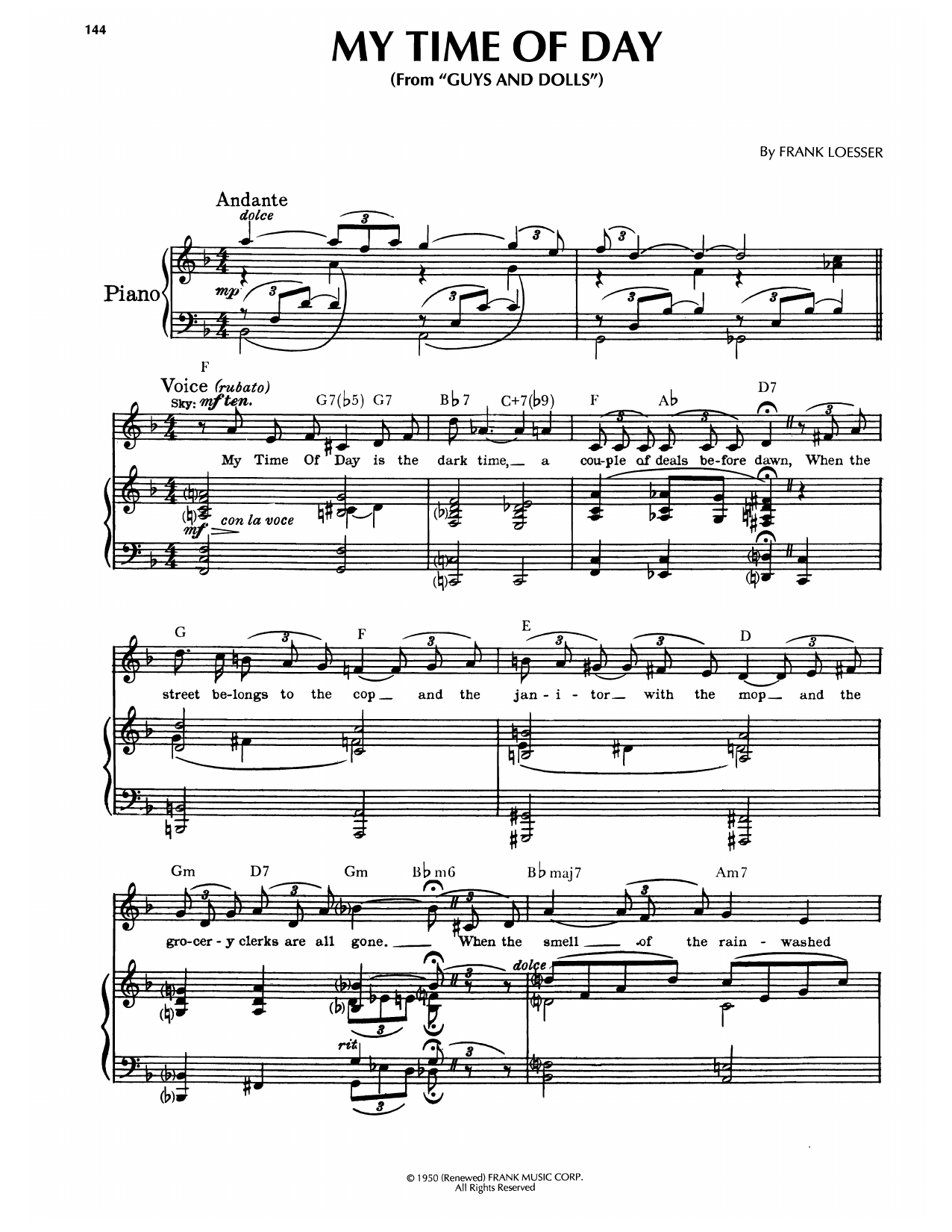 Frank Loesser My Time Of Day (from Guys And Dolls) sheet music notes and chords. Download Printable PDF.