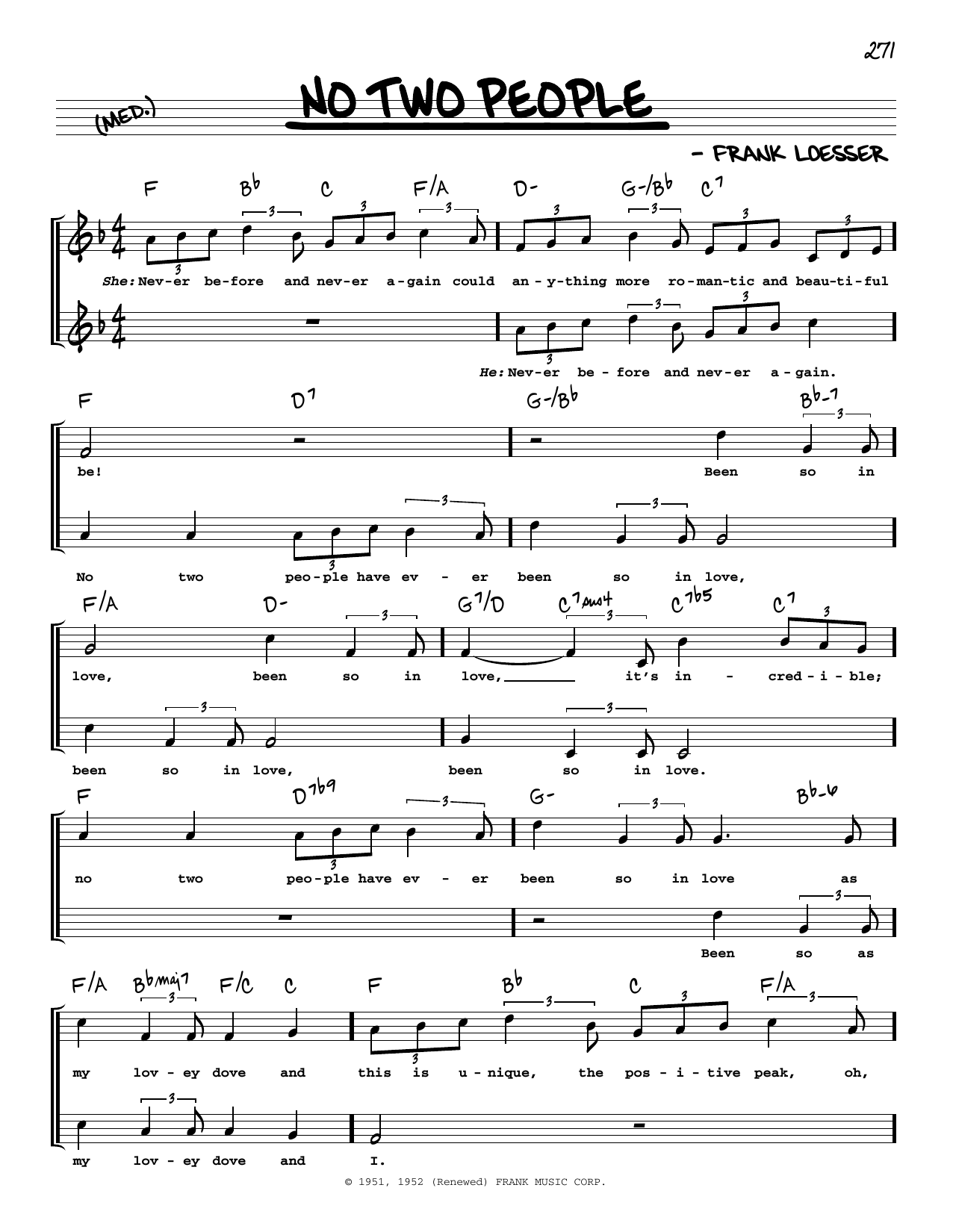 Frank Loesser No Two People (High Voice) sheet music notes and chords. Download Printable PDF.