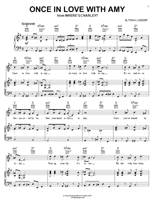 Frank Loesser Once In Love With Amy sheet music notes and chords. Download Printable PDF.