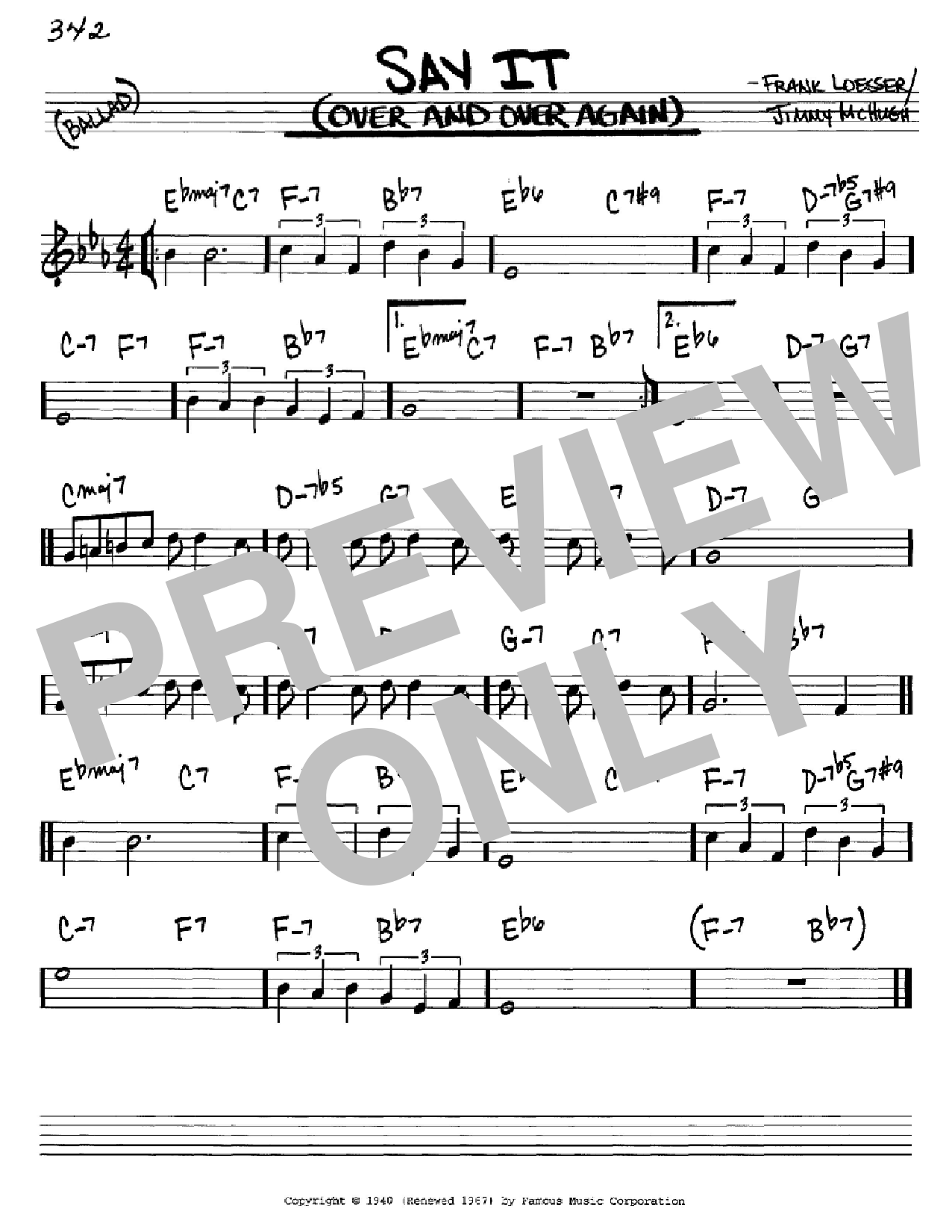 Frank Loesser Say It (Over And Over Again) sheet music notes and chords. Download Printable PDF.