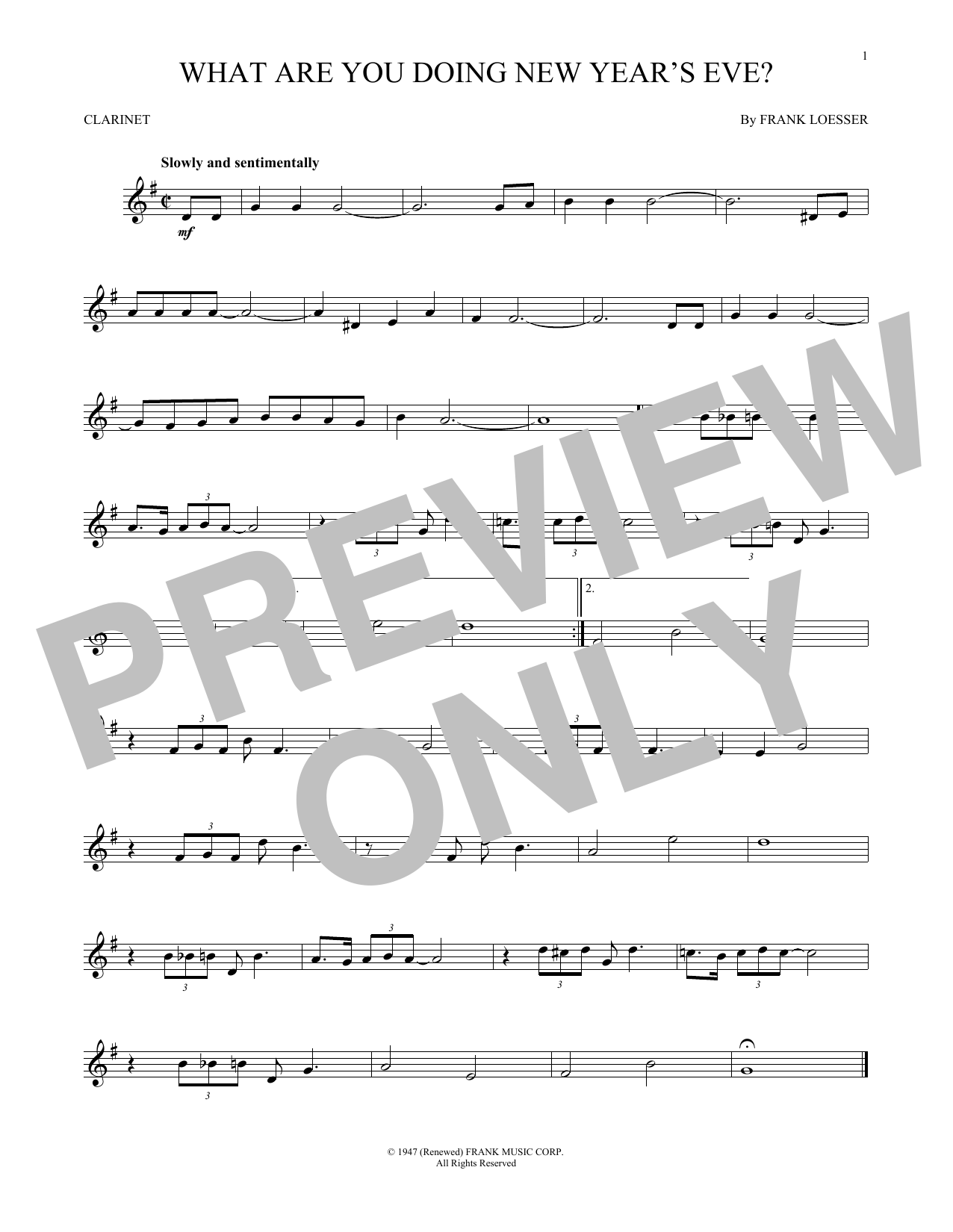 Frank Loesser What Are You Doing New Year's Eve? sheet music notes and chords. Download Printable PDF.