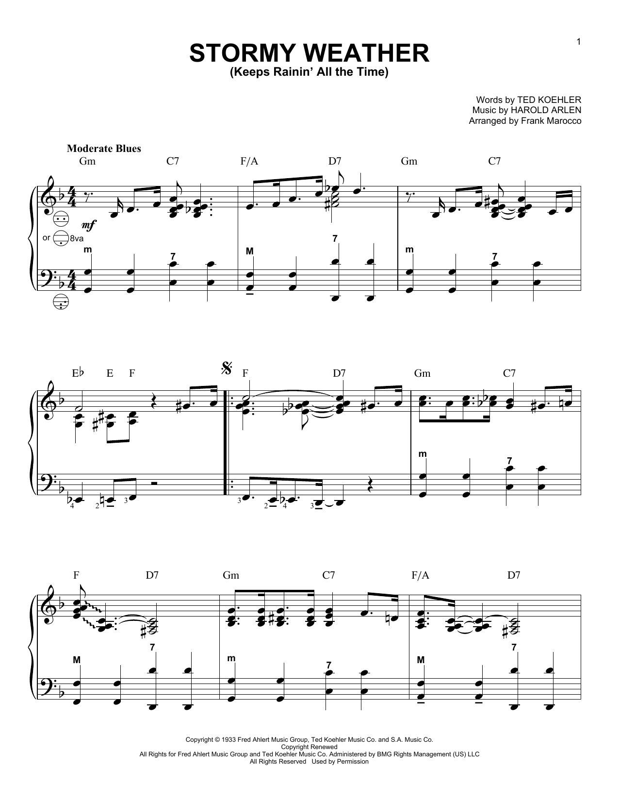 Frank Marocco Stormy Weather (Keeps Rainin' All The Time) sheet music notes and chords. Download Printable PDF.