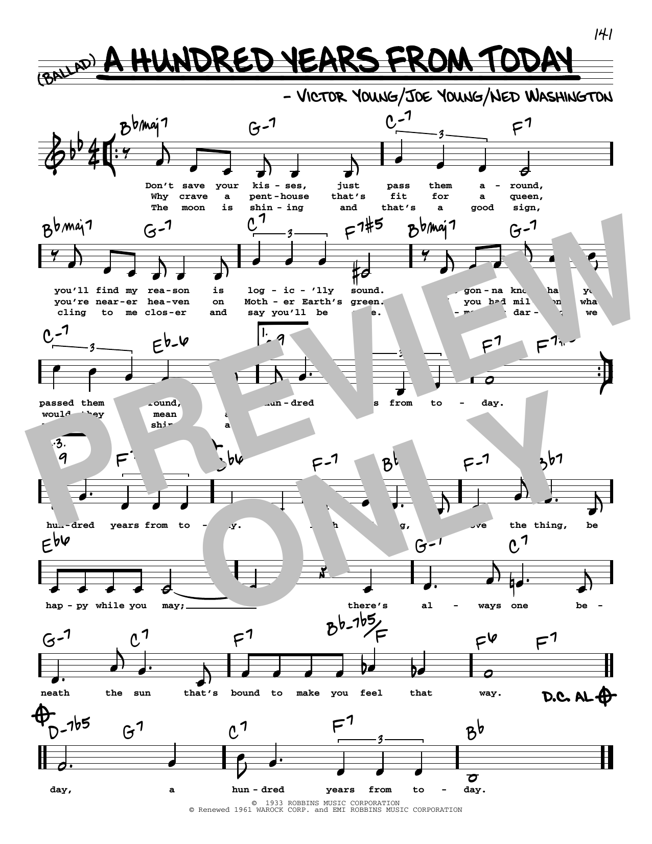 Frank Sinatra A Hundred Years From Today (Low Voice) sheet music notes and chords. Download Printable PDF.