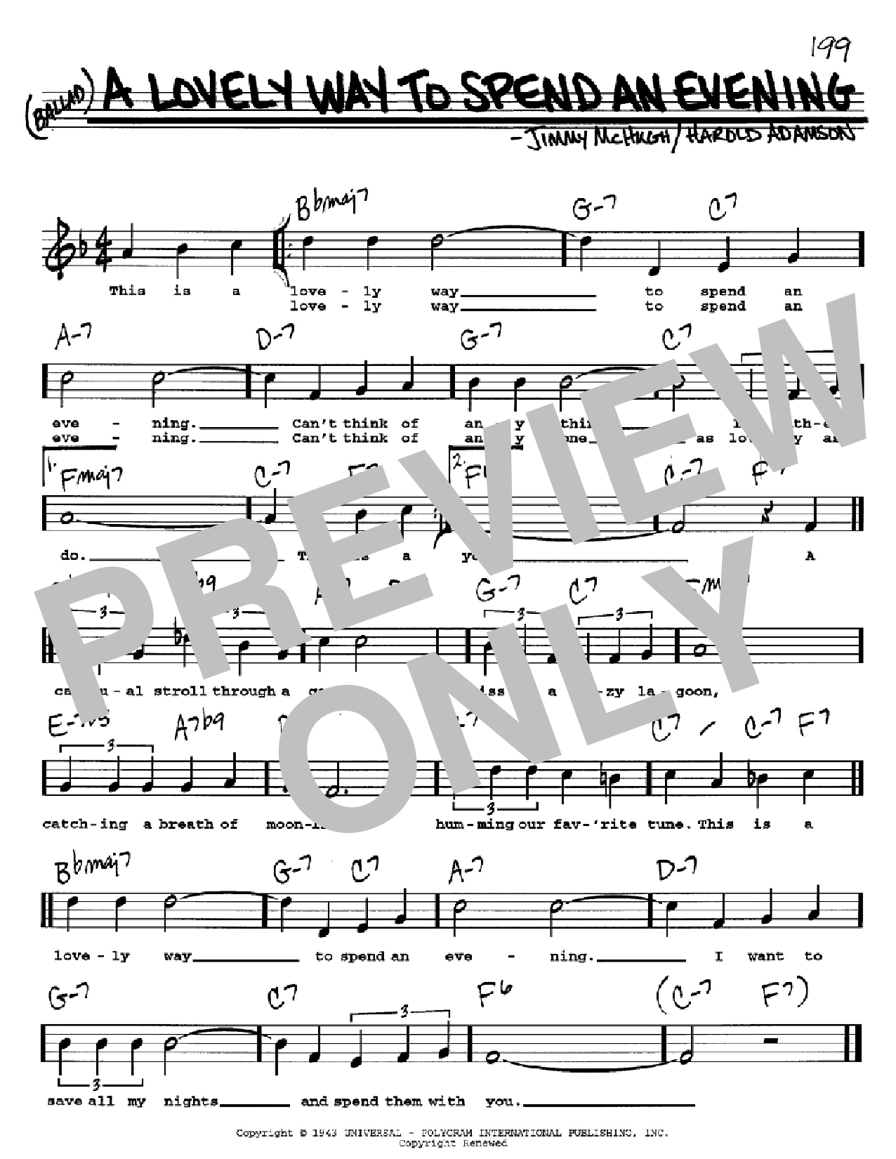 Frank Sinatra A Lovely Way To Spend An Evening sheet music notes and chords. Download Printable PDF.