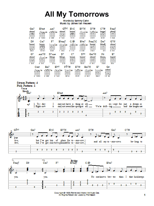 Frank Sinatra All My Tomorrows sheet music notes and chords. Download Printable PDF.