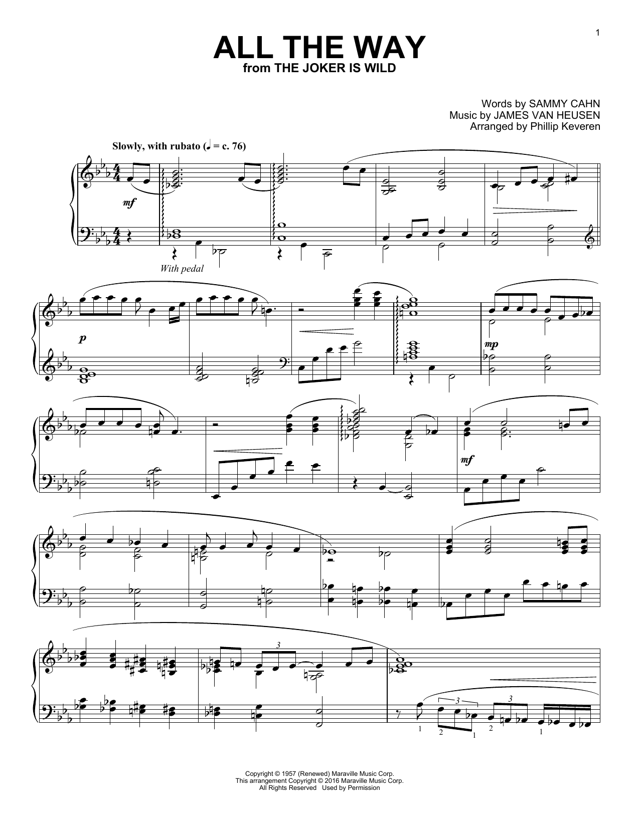 Phillip Keveren All The Way sheet music notes and chords arranged for Piano Solo