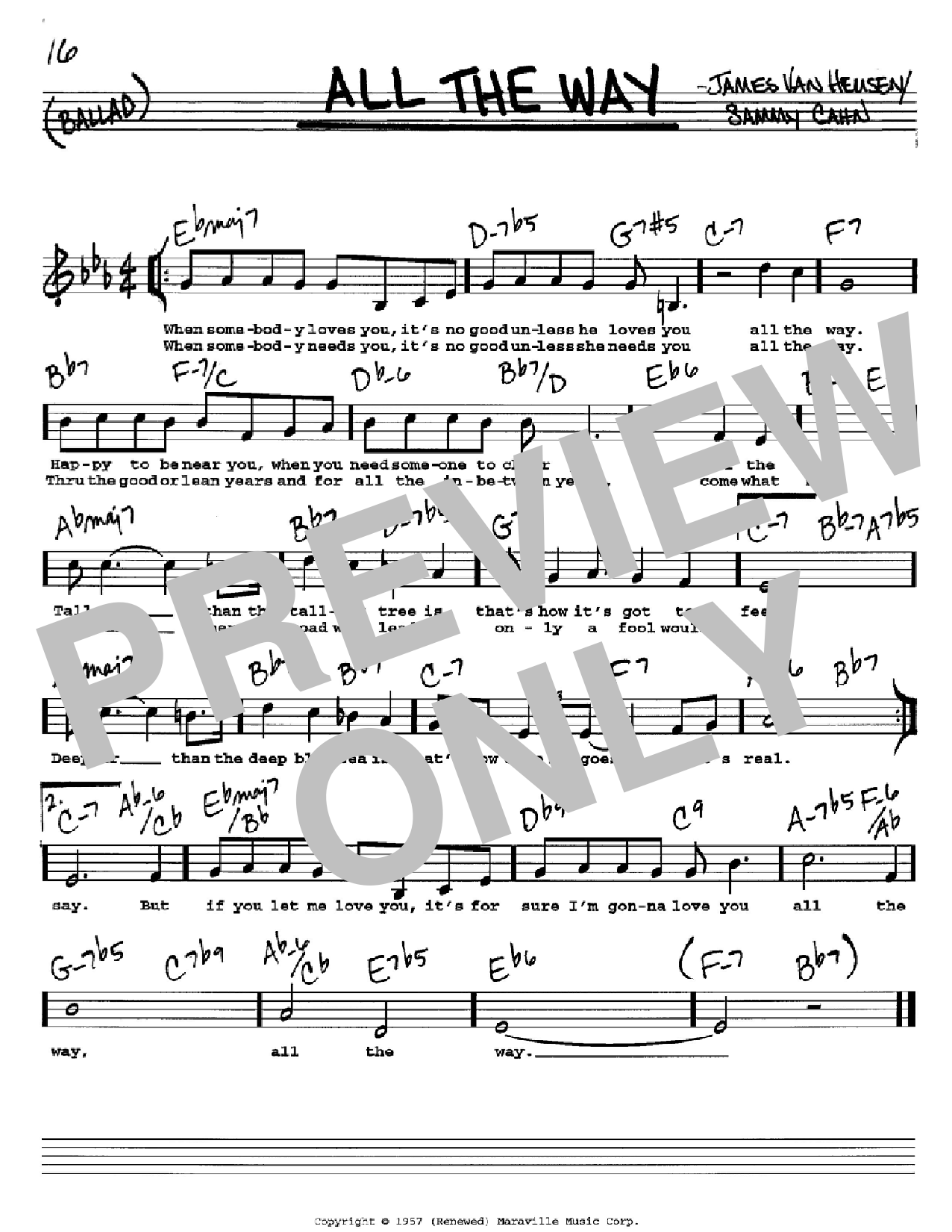 Frank Sinatra All The Way sheet music notes and chords. Download Printable PDF.