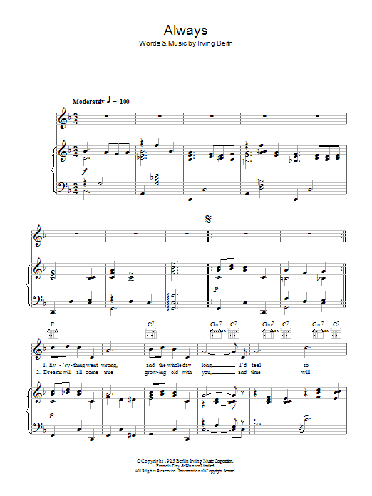 Frank Sinatra Always sheet music notes and chords. Download Printable PDF.