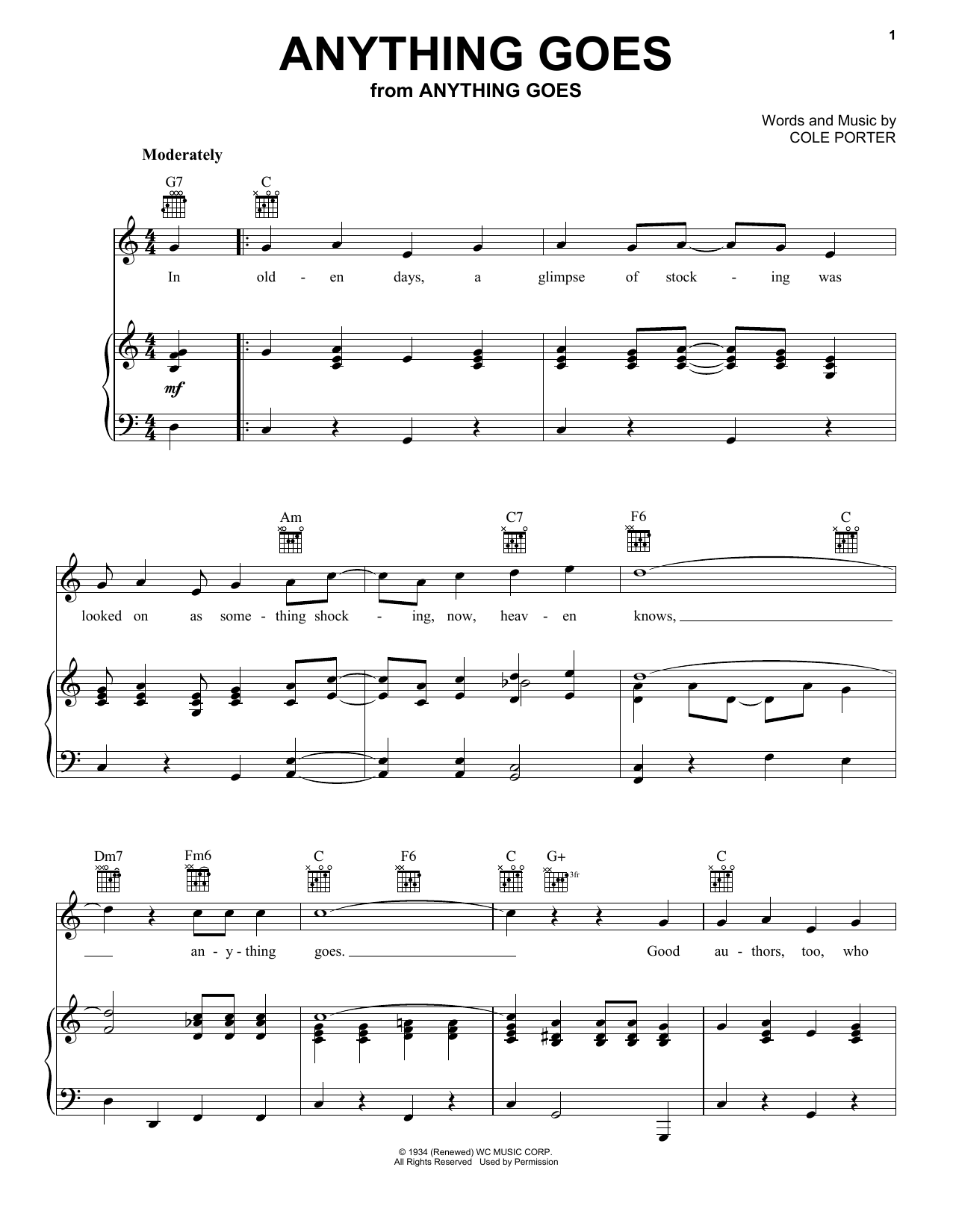 Frank Sinatra Anything Goes sheet music notes and chords. Download Printable PDF.