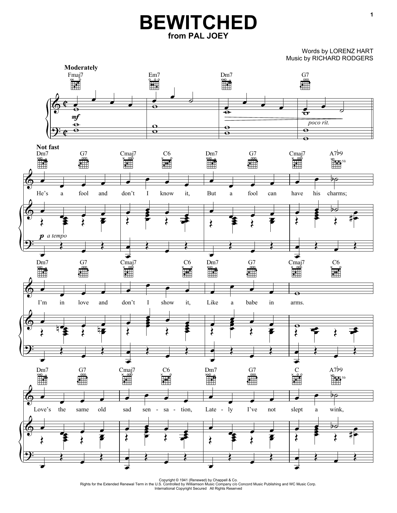 Frank Sinatra Bewitched sheet music notes and chords. Download Printable PDF.