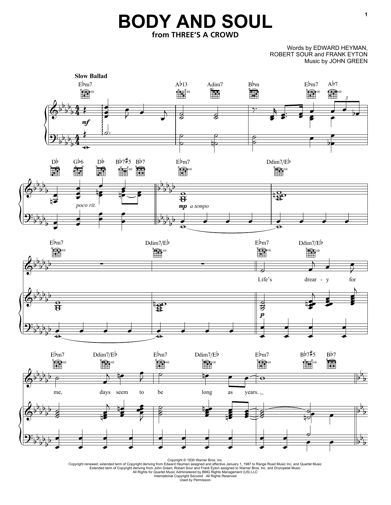 Frank Sinatra Body And Soul sheet music notes and chords. Download Printable PDF.