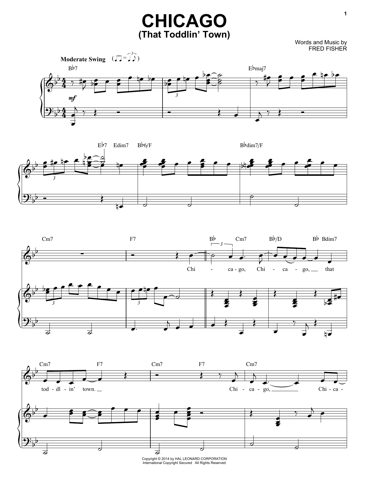 Frank Sinatra Chicago (That Toddlin' Town) sheet music notes and chords. Download Printable PDF.