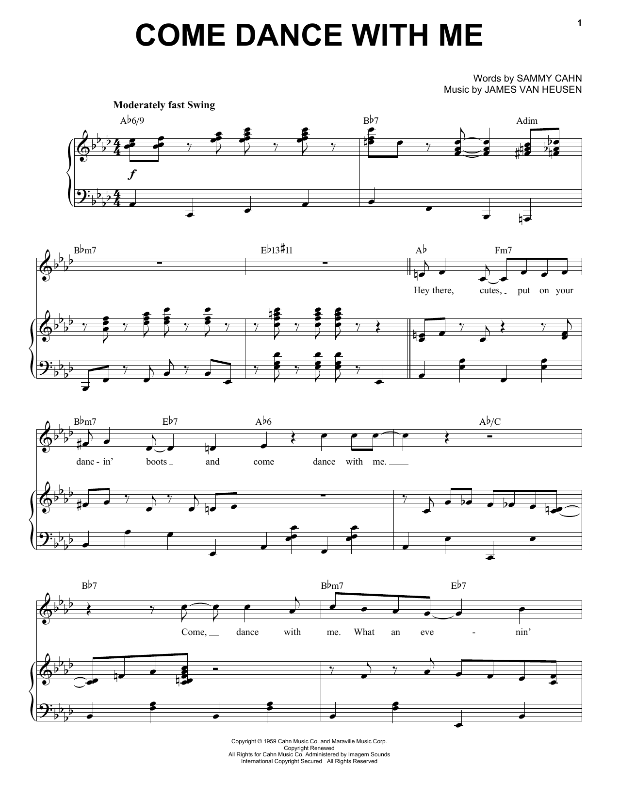 Frank Sinatra Come Dance With Me sheet music notes and chords. Download Printable PDF.