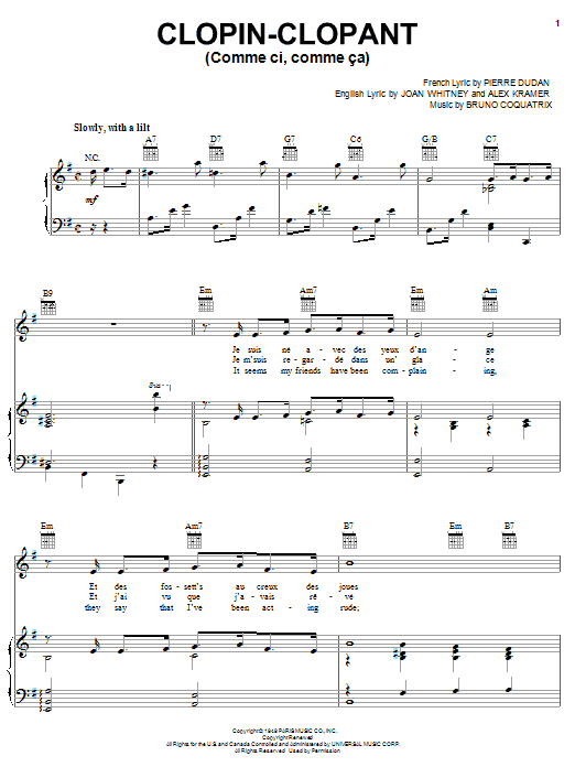 Frank Sinatra Comme Ci, Comme Ca sheet music notes and chords. Download Printable PDF.