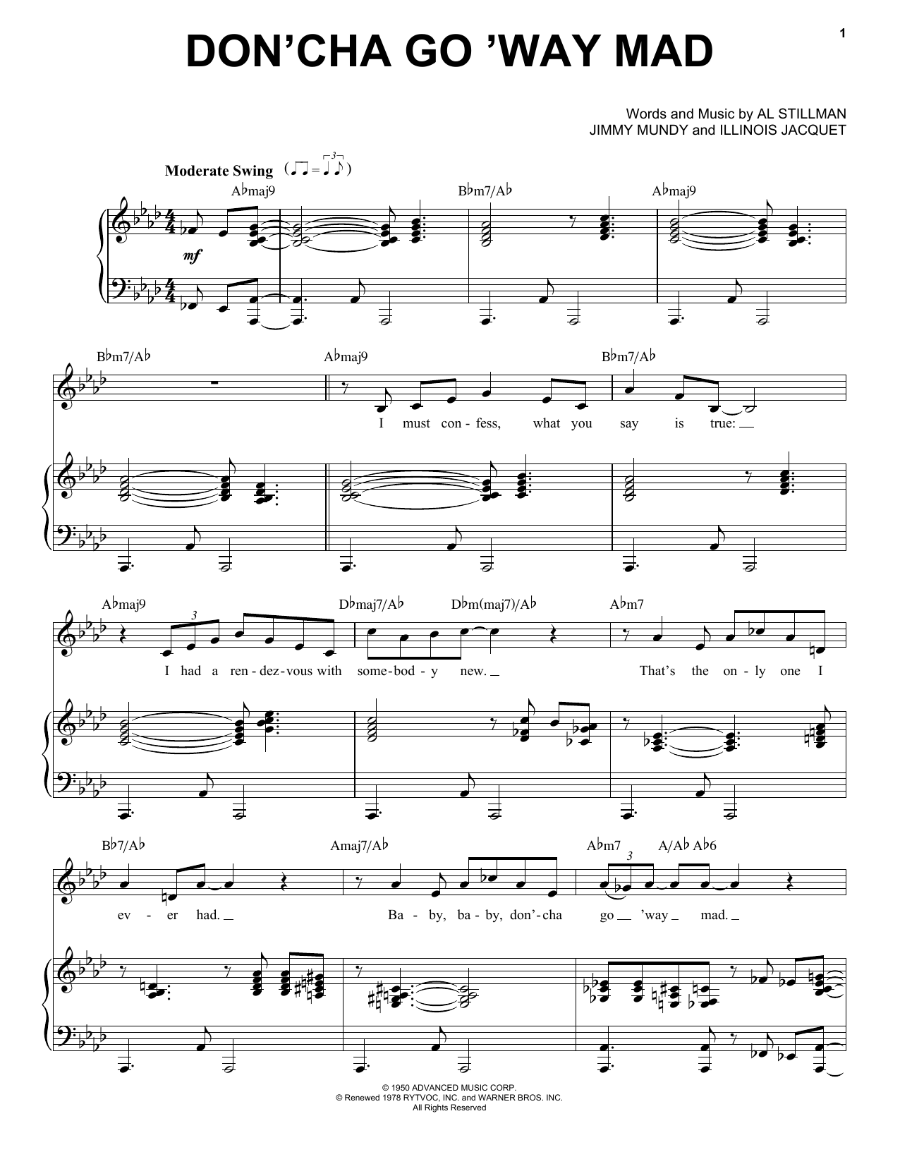 Frank Sinatra Don'cha Go 'Way Mad sheet music notes and chords arranged for Piano, Vocal & Guitar Chords (Right-Hand Melody)