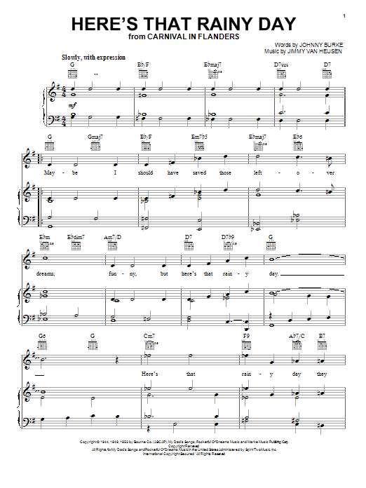 Frank Sinatra Here's That Rainy Day sheet music notes and chords. Download Printable PDF.