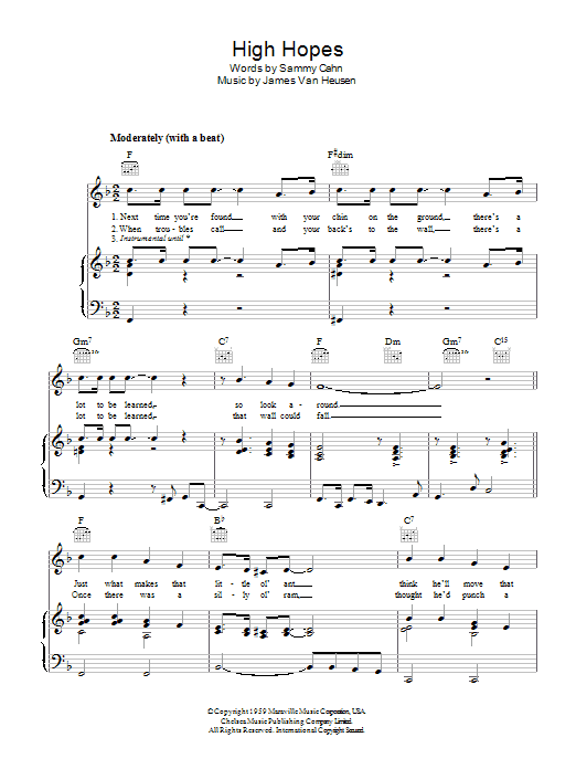 Frank Sinatra High Hopes sheet music notes and chords. Download Printable PDF.