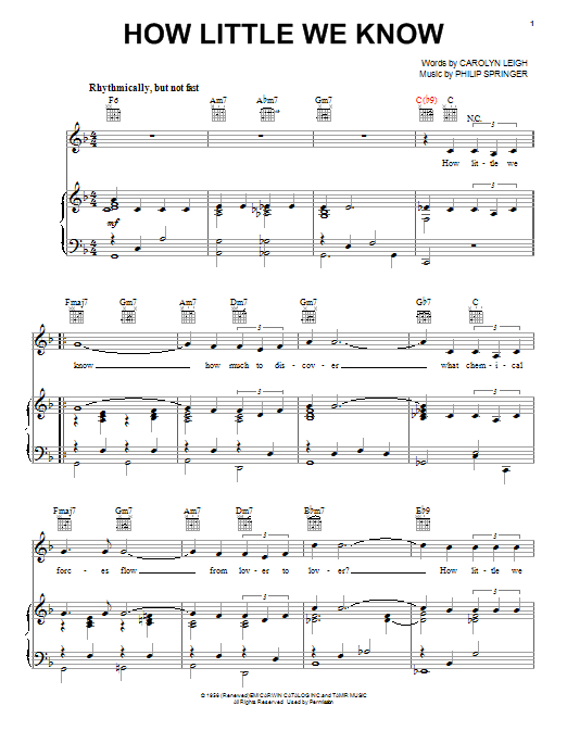 Frank Sinatra How Little We Know sheet music notes and chords. Download Printable PDF.