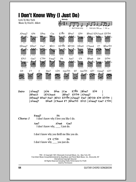 Frank Sinatra I Don't Know Why (I Just Do) sheet music notes and chords. Download Printable PDF.