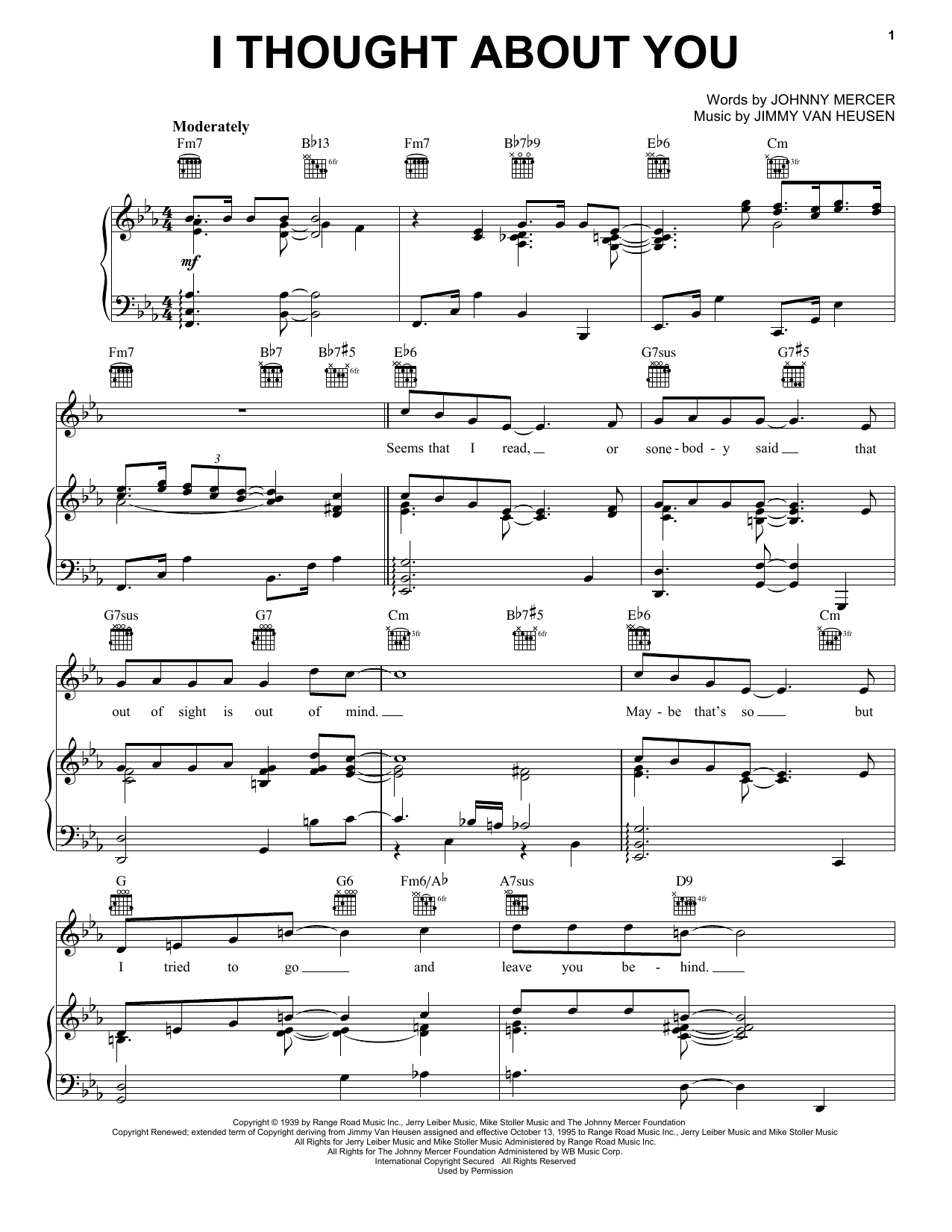 Frank Sinatra I Thought About You sheet music notes and chords. Download Printable PDF.