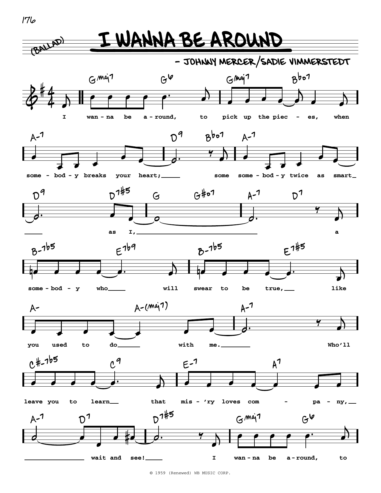 Frank Sinatra I Wanna Be Around (Low Voice) sheet music notes and chords. Download Printable PDF.