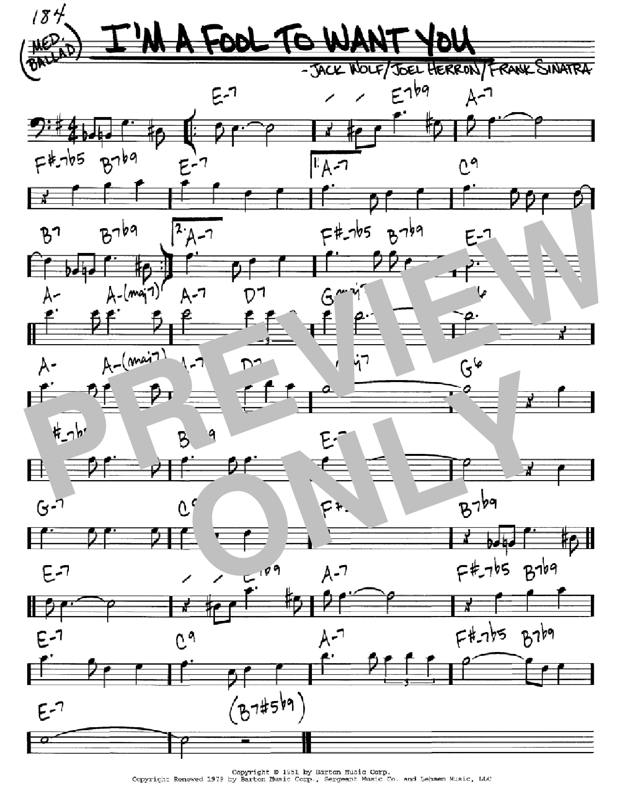 Frank Sinatra I'm A Fool To Want You sheet music notes and chords. Download Printable PDF.