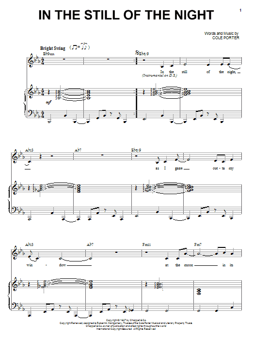 Frank Sinatra In The Still Of The Night sheet music notes and chords arranged for Piano, Vocal & Guitar Chords