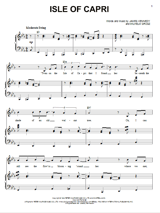 Frank Sinatra Isle Of Capri sheet music notes and chords arranged for Piano, Vocal & Guitar Chords (Right-Hand Melody)