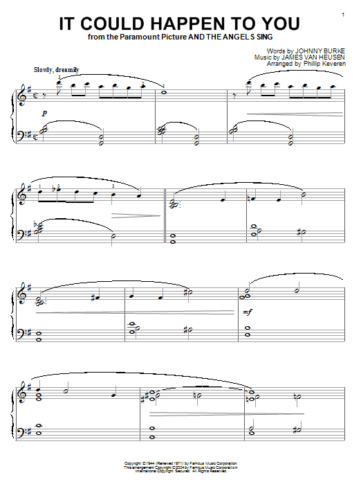 Frank Sinatra It Could Happen To You sheet music notes and chords arranged for Piano Solo