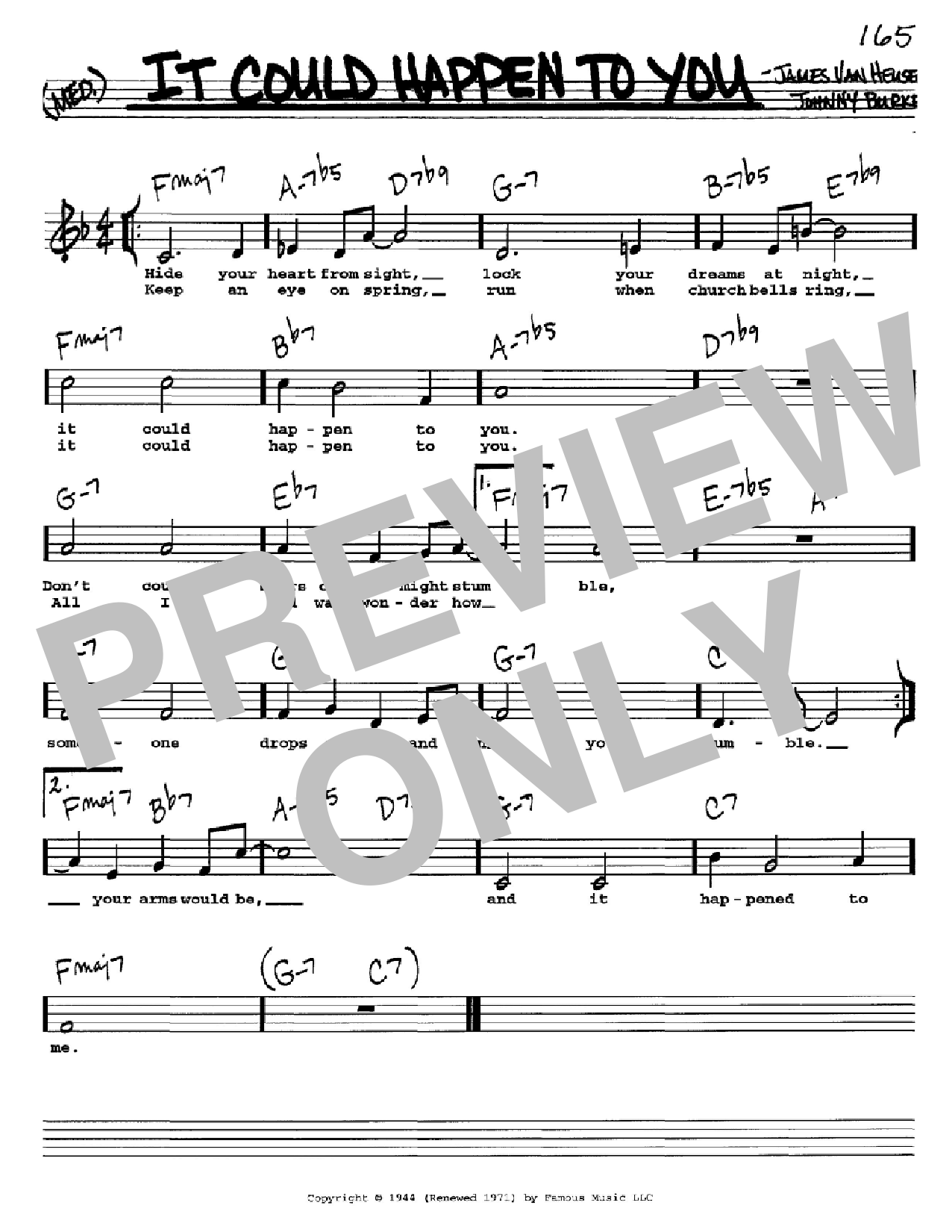 Frank Sinatra It Could Happen To You sheet music notes and chords. Download Printable PDF.