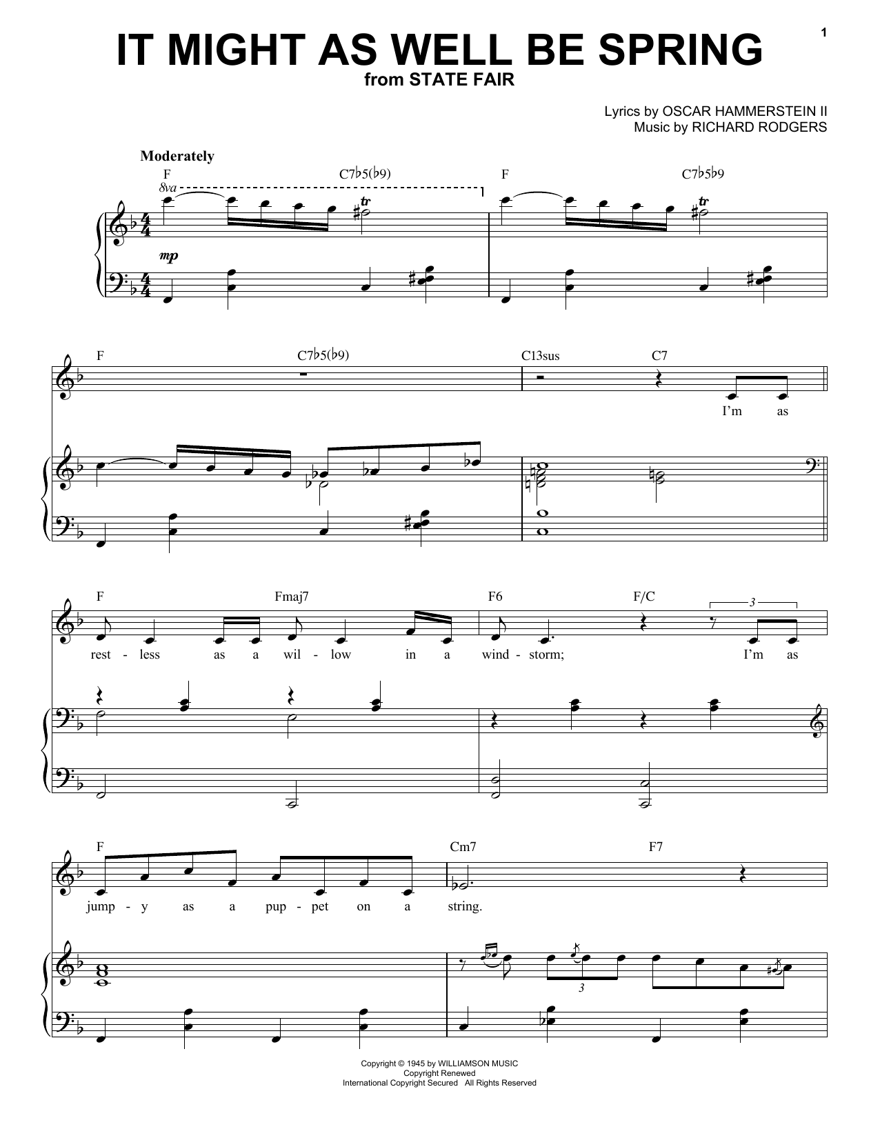 Learn to play Frank Sinatra It Might As Well Be Spring sheet music for Piano & Vocal in minutes. Price: 7.8900$ Frank Sinatra It Might As Well Be Spring sheet music notes and chords arranged for Piano & Vocal