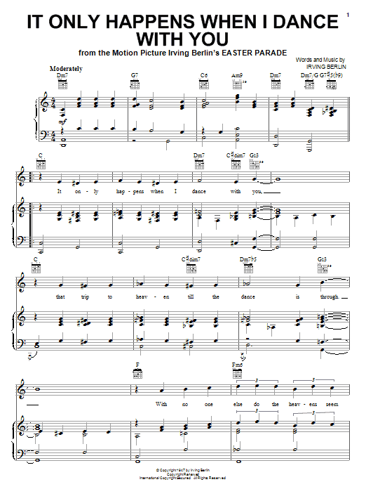 Frank Sinatra It Only Happens When I Dance With You sheet music notes and chords arranged for Piano, Vocal & Guitar Chords (Right-Hand Melody)