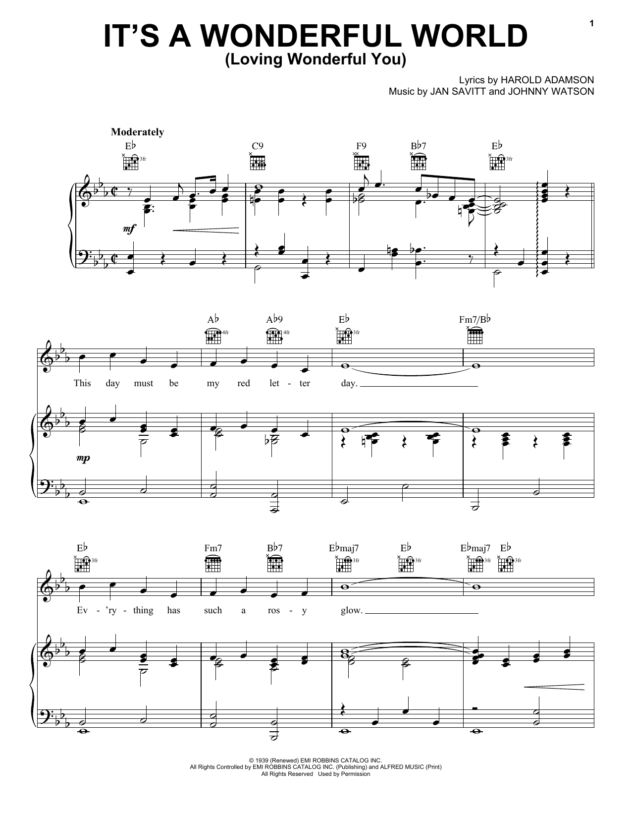 Frank Sinatra It's A Wonderful World (Loving Wonderful You) sheet music notes and chords. Download Printable PDF.