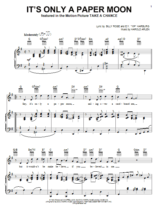 Frank Sinatra It's Only A Paper Moon sheet music notes and chords. Download Printable PDF.