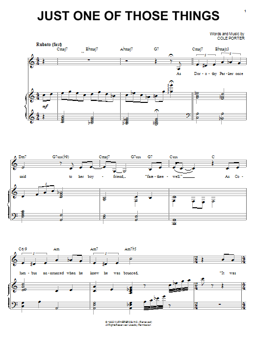 Frank Sinatra Just One Of Those Things sheet music notes and chords. Download Printable PDF.