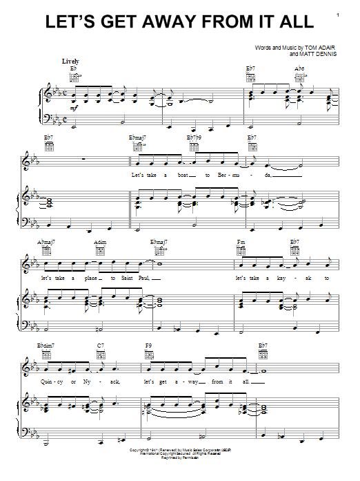 Frank Sinatra Let's Get Away From It All sheet music notes and chords. Download Printable PDF.