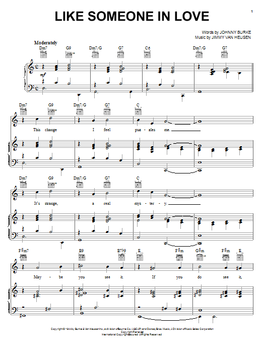 Frank Sinatra Like Someone In Love sheet music notes and chords arranged for Piano, Vocal & Guitar Chords (Right-Hand Melody)